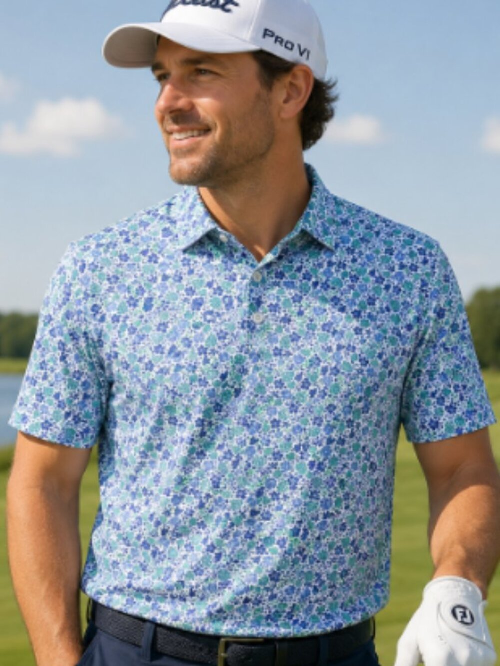 Rhoback Men’s Floral Short Sleeve Performance Polo Size XXL